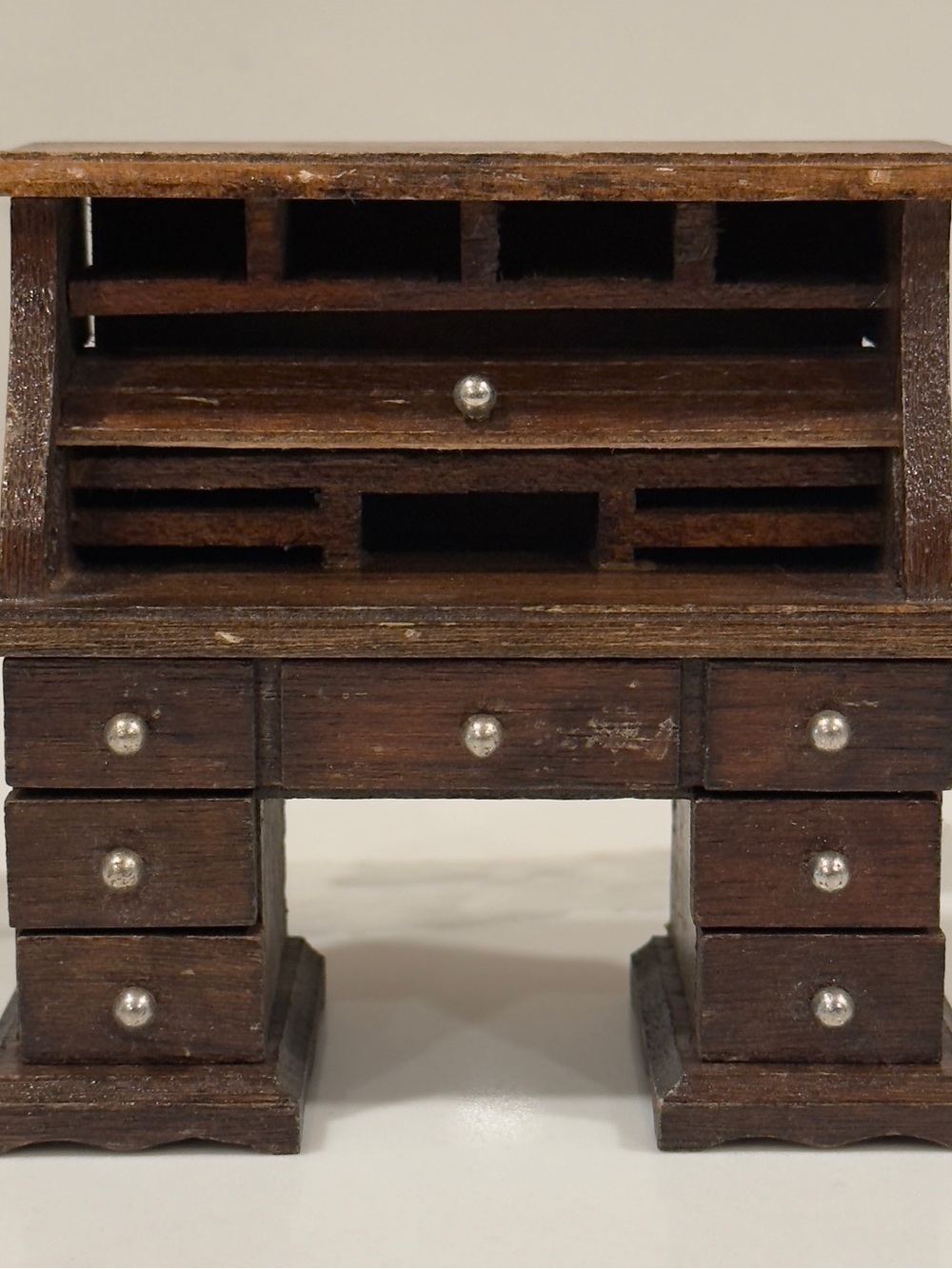 Vintage Roll Top Desk Doll Furniture Sampler Wood Miniature‎ Victorian Office